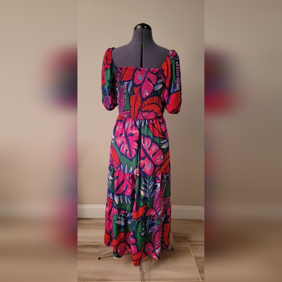 Roselyn Sanchez Tropical floral Maxi Dress L - Picture 2 of 3